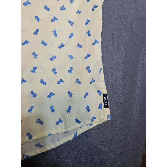 Izod Shirt Mens XXL Yellow Button Up Pineapple All Over Print Short Sleeve - Picture 6 of 7